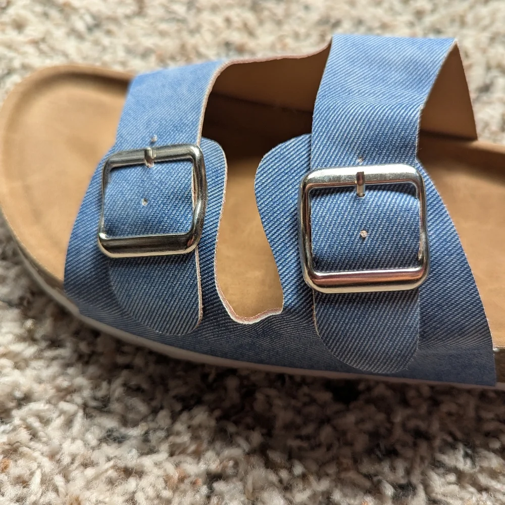 NWOT Denim Corkbed Buckle Sandals